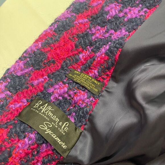 B. Altman & Co. VTG Plaid Art To Wear Artsy Coat Jacket Sz XS Small See Measure - Picture 10 of 10